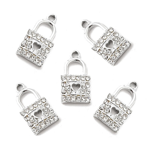 

PandaHall Alloy Rhinestone Pendants, Platinum Tone Lock with Hollow Out Heart Charms, Crystal, 21x11x3mm, Hole: 2.2mm Alloy+Rhinestone Lock..., Clear