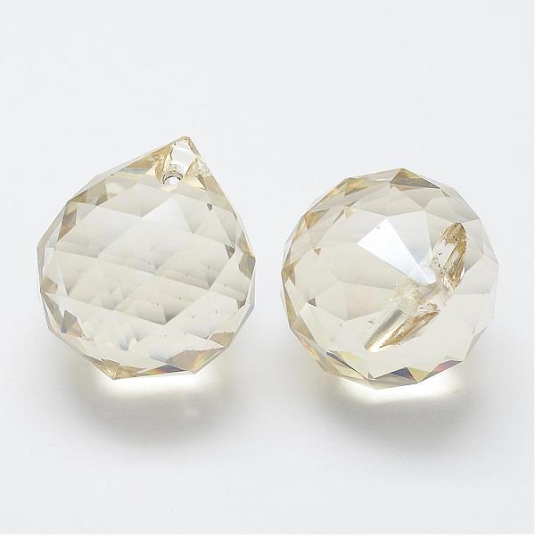 

PandaHall Transparent Glass Teardrop Pendants, Faceted, Lemon Chiffon, 23~25x21mm, Hole: 2mm Glass Teardrop Yellow
