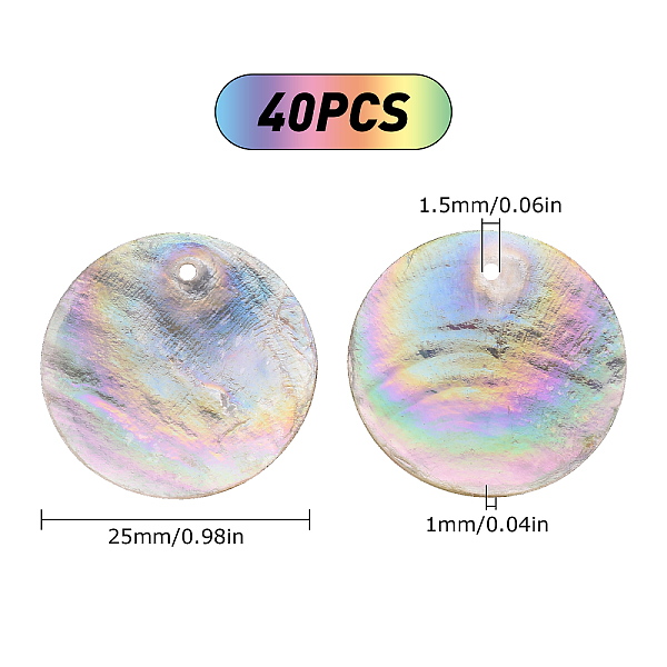 

PandaHall SUNNYCLUE 1 Box 40Pcs Shell Charms AB Color Flat Round Natural Capiz Seashell Pendants Electroplate Disc Coin Beads Ocean Beach...