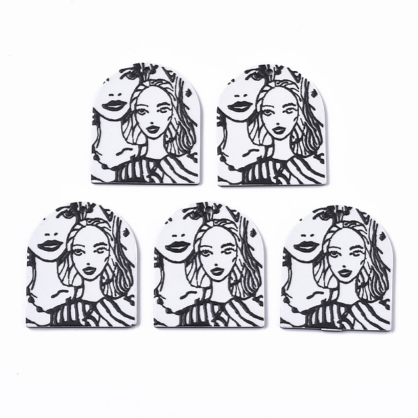 

PandaHall Cellulose Acetate(Resin) Pendants, 3D Printed, Half Oval with Woman Pattern, White, 37x31.5x2.5mm, Hole: 2mm Cellulose Acetate...