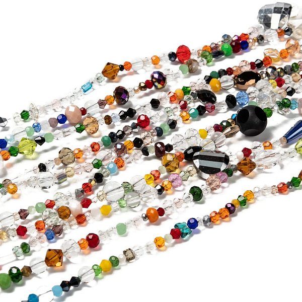 

PandaHall Mixed Electroplate Glass Beads Strands, for Beading Jewelry Making, Faceted, Mixed Color, 2~15x2.5~13.5mm, Hole: 0.5mm, about..., Multicolor
