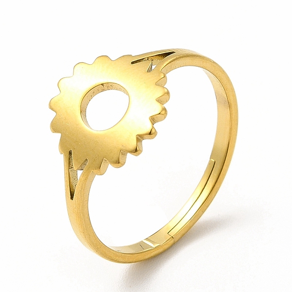 

PandaHall Ion Plating(IP) 304 Stainless Steel Sunflower Adjustable Ring for Women, Real 18K Gold Plated, US Size 6 1/4(16.7mm) 304 Stainless...