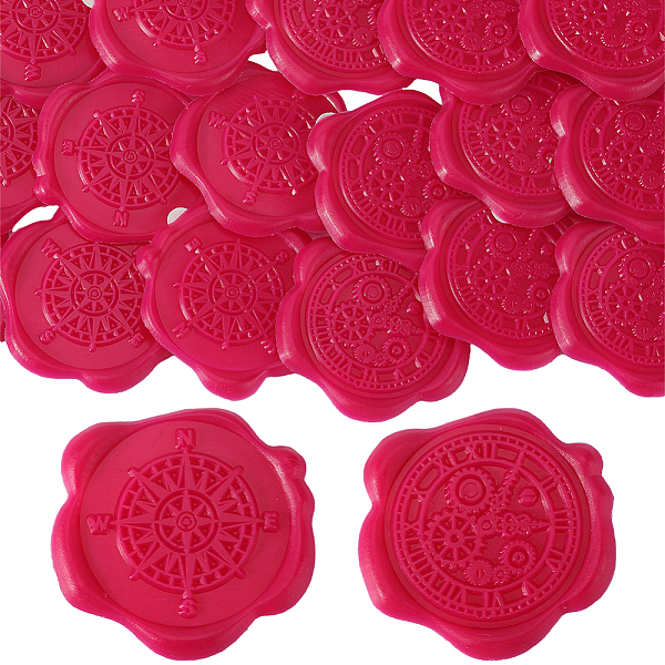 

PandaHall CRASPIRE 50Pcs Wax Seal Stickers 2 Style Clock Compass Red Wedding Invitations Envelope Vintage Sealing Label Self Adhesive for...