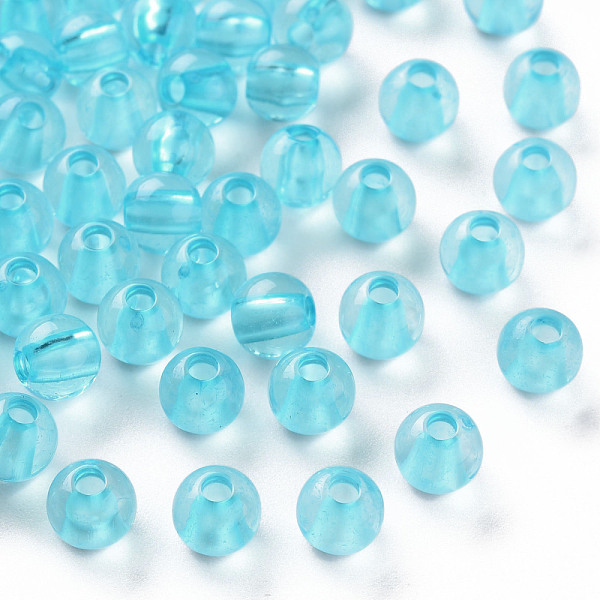 

PandaHall Transparent Acrylic Beads, Round, Deep Sky Blue, 6x5mm, Hole: 1.8mm, about 440pcs/50g Acrylic Round