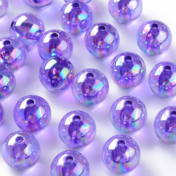 

PandaHall Transparent Acrylic Beads, AB Color Plated, Round, Blue Violet, 16x15mm, Hole: 2.8mm, about 220pcs/500g Acrylic Round