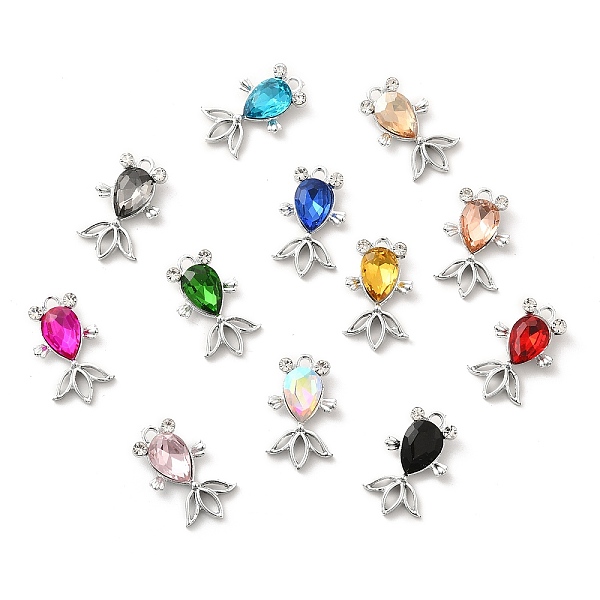 

PandaHall UV Plating Alloy Pendants, with Crystal Rhinestone and Glass, Platinum, Goldfish Charms, Mixed Color, 21.5x12.5x5mm, Hole: 1.6mm..., Multicolor