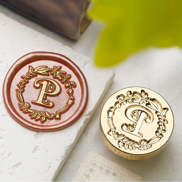 

PandaHall Golden Tone Wax Seal Brass Stamp Head, Flower with Letter Pattern, for Wax Seal Stamp, Letter P, 24x14mm, Inner Diameter: 7mm...