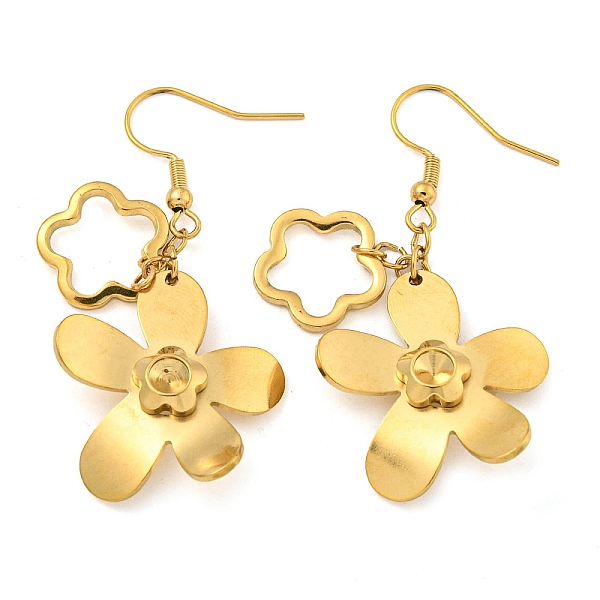 

PandaHall Ion Plating(IP) 304 Stainless Steel Earrings for Women, Flower, Real 18K Gold Plated, 48x24.5mm 304 Stainless Steel Flower