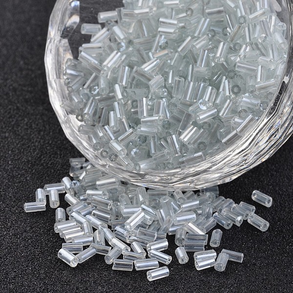 

PandaHall Transparent Colours Pearl Luster Plated Round Hole Glass Bugle Beads, Clear, 2~5x1.8~2mm, Hole: 0.8mm, about 12000pcs/450g Glass...