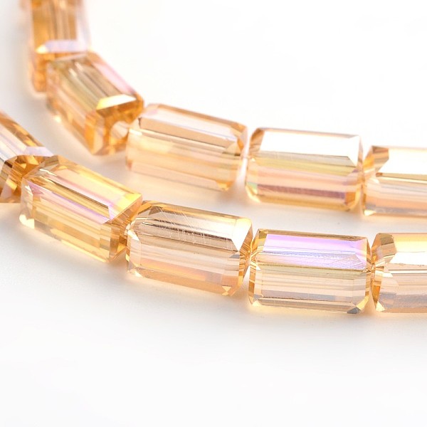 

PandaHall AB Color Plated Faceted Cuboid Electroplate Glass Beads Strands, Orange, 8x4x4mm, Hole: 1mm, about 50pcs/strand, 16 inch Glass...