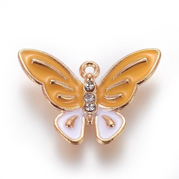 

PandaHall Zinc Alloy Pendants, with Enamel and Rhinestone, Butterfly, Light Gold, Gold, 18x25.5x3.5mm, Hole: 1mm Alloy Rhinestone+Enamel...