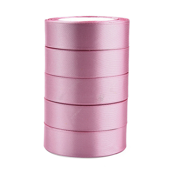 

PandaHall Single Face Satin Ribbon, Polyester Ribbon, Flamingo, 1 inch(25mm) wide, 25yards/roll(22.86m/roll), 5rolls/group, 125yards/group..., Pink