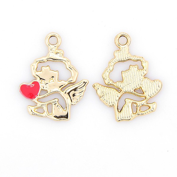 

PandaHall Cadmium Free & Nickel Free & Lead Free Golden Plated Alloy Enamel Angel Pendants, Long-Lasting Plated, Cupid/Cherub Charms, Red...