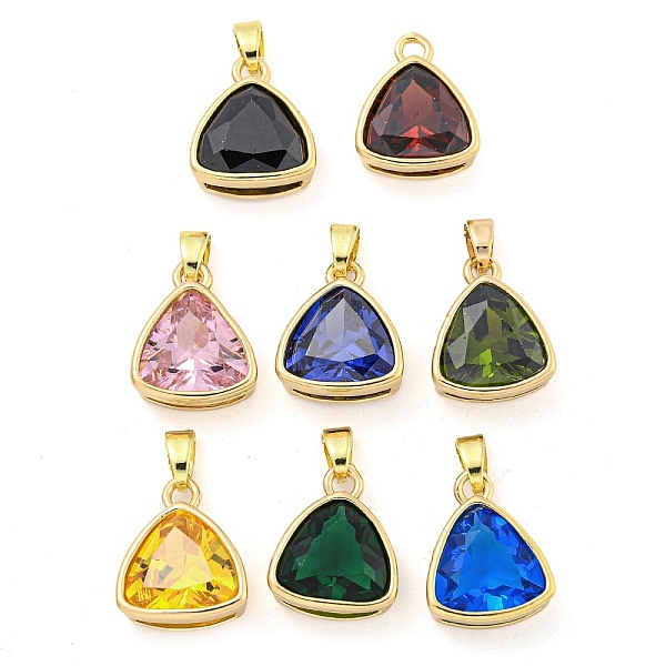 

PandaHall Brass with Glass Pendant, Triangle, Light Gold, 15x12x6mm, Hole: 5x3mm Brass+Glass Triangle Multicolor