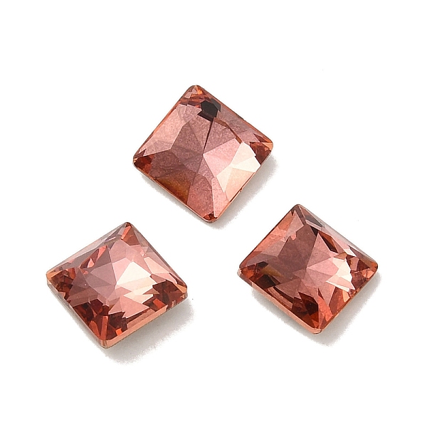 

PandaHall Glass Rhinestone Cabochons, Point Back & Back Plated, Faceted, Square, Padparadscha, 7x7x3mm Glass Rhinestone Square Red