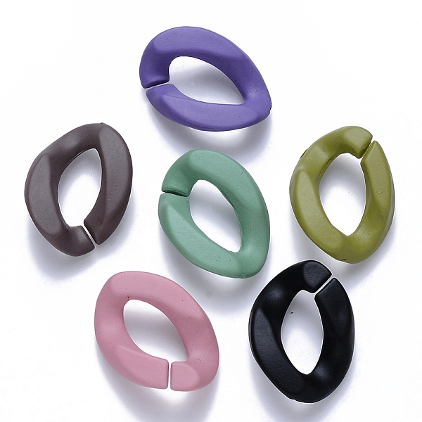

PandaHall Opaque Spray Painted Acrylic Linking Rings, Quick Link Connectors, for Curb Chains Making, Twist, Mixed Color, 23x17x4.5mm, Inner..., Multicolor