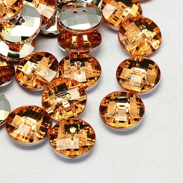 

PandaHall Taiwan Acrylic Rhinestone Buttons, Faceted, 2-Hole, Disc, Orange, 10x4mm, Hole: 1mm Acrylic Rhinestone Disc Orange