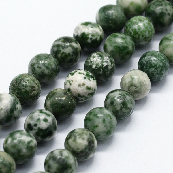 

PandaHall Natural Green Spot Jasper Beads Strands, Round, 6mm, Hole: 0.8mm, about 63pcs/strand, 14.76 inch(37.5cm) Green Spot Jasper Round