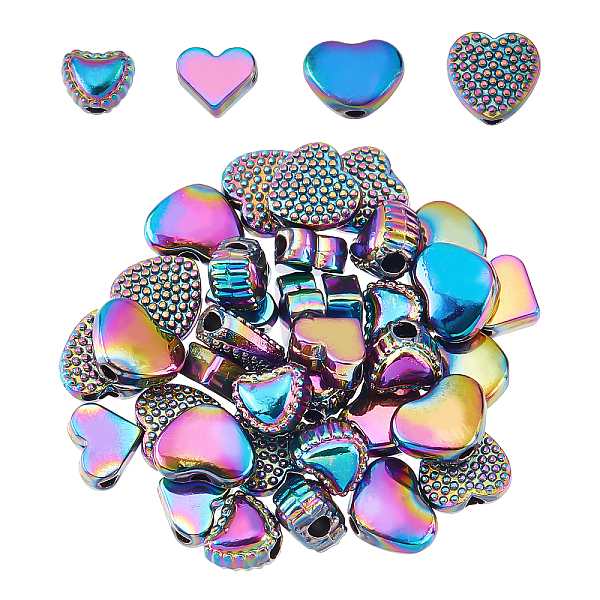 

PandaHall SUPERFINDINGS 40Pcs 4 Style Rainbow Color Alloy Beads Plating Heart Beads Love Heart Spacer Beads for DIY Bracelet Necklace Crafts...