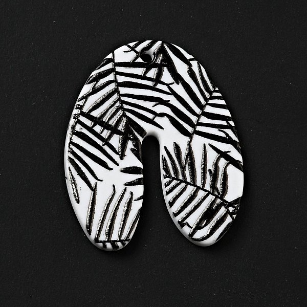 

PandaHall Printed Acrylic Pendants, Arch with Leaf Pattern, Black, 30.5x25.5x2mm, Hole: 1.5mm Acrylic Arch Black