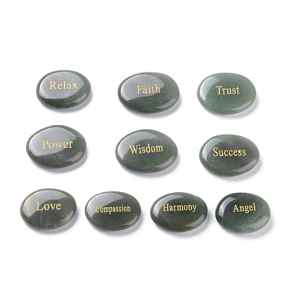 

PandaHall Engraved Inspirational Rocks, Encouragement Stones, Natural Green Aventurine Healing Massage Palm Stones, Pocket Worry Stone, for...