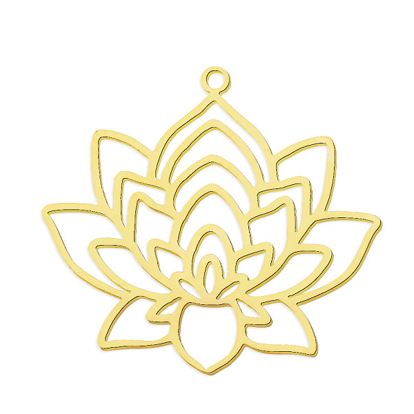 

PandaHall 201 Stainless Steel Pendants, Laser Cut, Vacuum Plating, Lotus Flower, Golden, 30.5x33x1mm, Hole: 1.6mm 201 Stainless Steel Flower