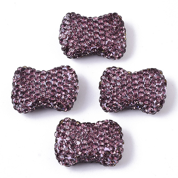 

PandaHall Handmade Polymer Clay Rhinestone Beads, Bowknot, Light Amethyst, PP14(2.0~2.1mm), 15.5~16.5x22.5x8.5~9.5mm, Hole: 1.6mm Polymer..., Purple