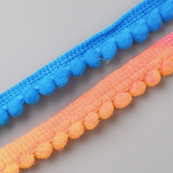 

PandaHall Segment Dyed Polyester Ball Fringe, Pompon Trim, Ball Lace Ribbon, DIY Fashion Decoration Accessories, Colorful, 11x4mm Polyester
