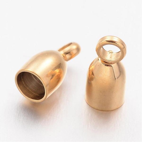 

PandaHall Ion Plating(IP) 304 Stainless Steel Cord Ends, End Caps, Oval, Golden, 8x4mm, Hole: 1.5mm, 3mm inner diameter 304 Stainless Steel