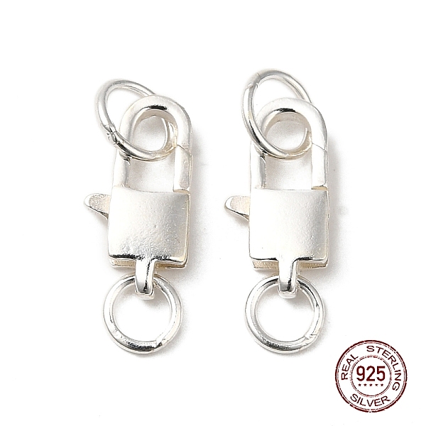 

PandaHall 925 Sterling Silver Lobster Claw Clasps with Jump Rings, Square with 925 Stamp, Silver, 13x6.5x2.8mm Sterling Silver Square