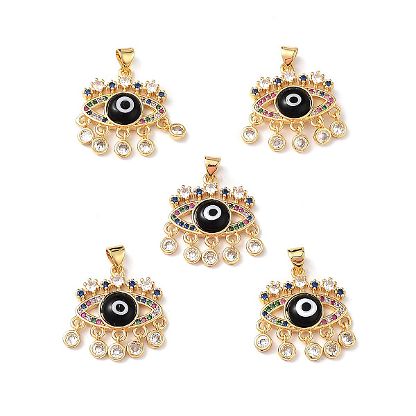 

PandaHall Lampwork Evil Eye Pendants with Colorful Cubic Zirconia, Real 18K Gold Plated Brass Findings, Lead Free & Cadmium free, Black...