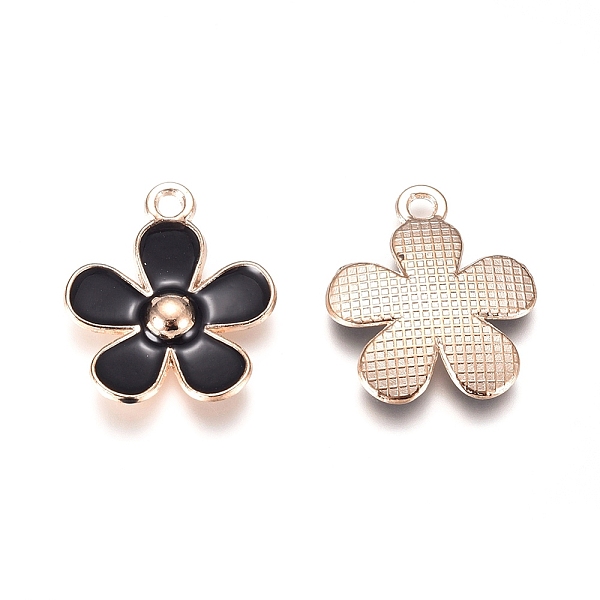 

PandaHall Alloy Enamel Pendants, Flower, Golden, Black, 20.5x18x3mm, Hole: 1.8mm Alloy+Enamel Flower Black