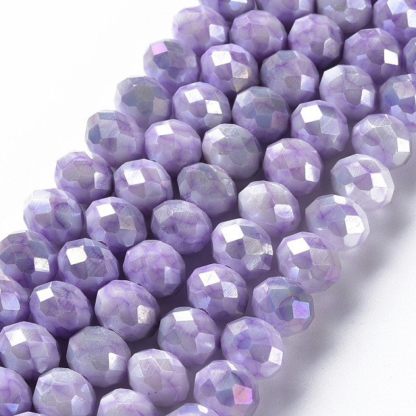 

PandaHall Opaque Baking Painted Glass Beads Strands, Faceted, Rondelle, Medium Purple, 10x8mm, Hole: 1.5mm, about 63pcs/strand, 21.06...
