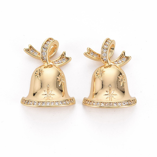 

PandaHall Brass Micro Pave Clear Cubic Zirconia Link Connectors, with Loop, Nickel Free, for Christmas, Bell, Real 18K Gold Plated...