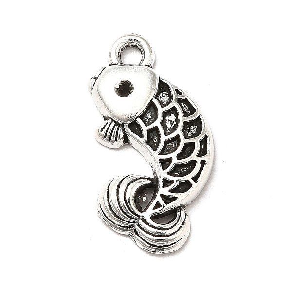 

PandaHall Tibetan Style Alloy Fish Pendants, Fancy Carp Charms, Antique Silver, 20x10x10.5mm, Hole: 1.5mm, about 1111pcs/1000g Alloy Fish