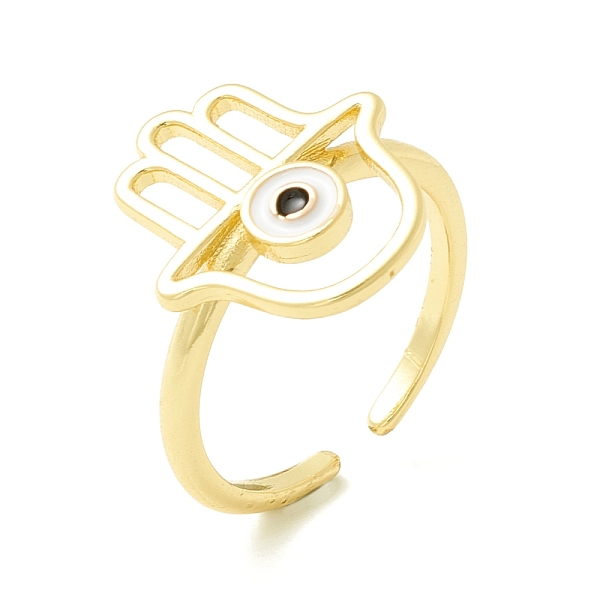 

PandaHall Hamsa Hand with Evil Eye Protection Enamel Open Ring, Real 18K Gold Plated Brass Cuff Ring for Women, Cadmium Free & Lead Free..., Multicolor