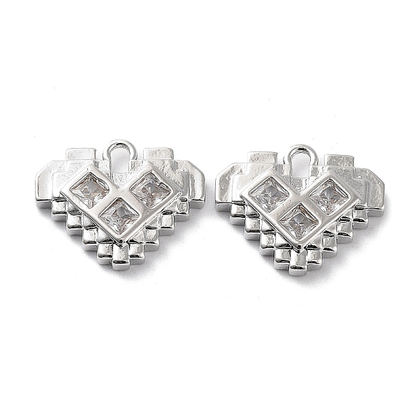 

PandaHall Rack Plating Brass Micro Pave Cubic Zirconia Pendants, Heart Charm, Real Platinum Plated, 11.5x14x2.5mm, Hole: 1.5mm Brass+Cubic..., Clear