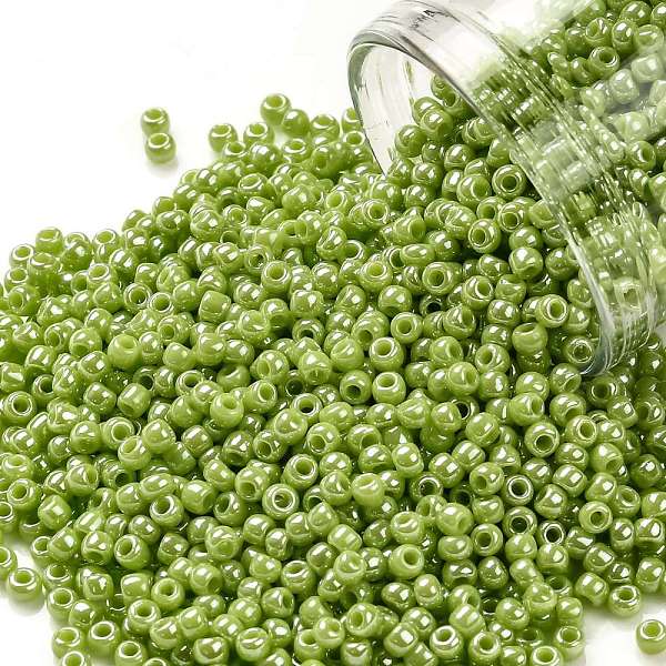 

PandaHall TOHO Round Seed Beads, Japanese Seed Beads, (131) Opaque Luster Sour Apple, 11/0, 2.2mm, Hole: 0.8mm, about 5555pcs/50g Glass..., Green