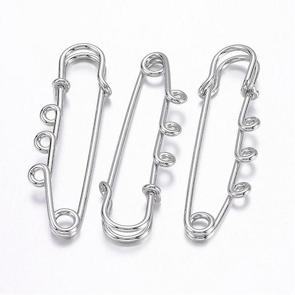 

PandaHall Iron Brooch Findings, Nice for DIY Brooch Making, Kilt Needles, Platinum Color, about 52mm long, 15mm wide, hole: 2~4mm, Pin...