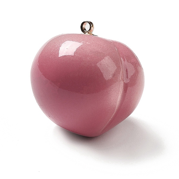 

PandaHall Acrylic Pendants, with Iron Finding, Peach Charm, Golden, 23x22.5x22.5mm, Hole: 1.6mm Iron+Acrylic Fruit