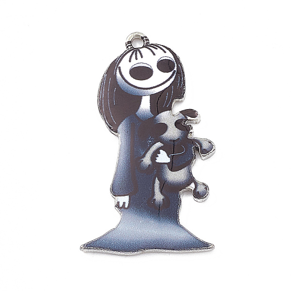 

PandaHall Alloy Enamel Pendants, Devil Cat Charm, Platinum, 36.5x18x2mm, Hole: 1.6mm, 5pcs/bag Alloy Others