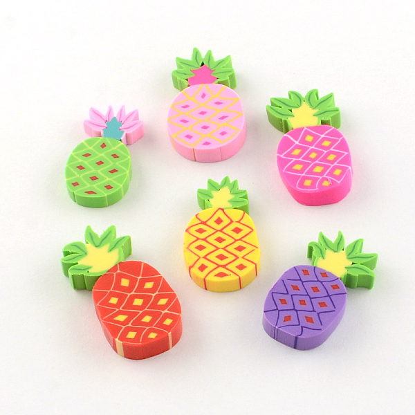 

PandaHall Handmade Pineapple Polymer Clay Cabochons, Mixed Color, 22~27x12~15x3~4mm Polymer Clay Fruit Multicolor