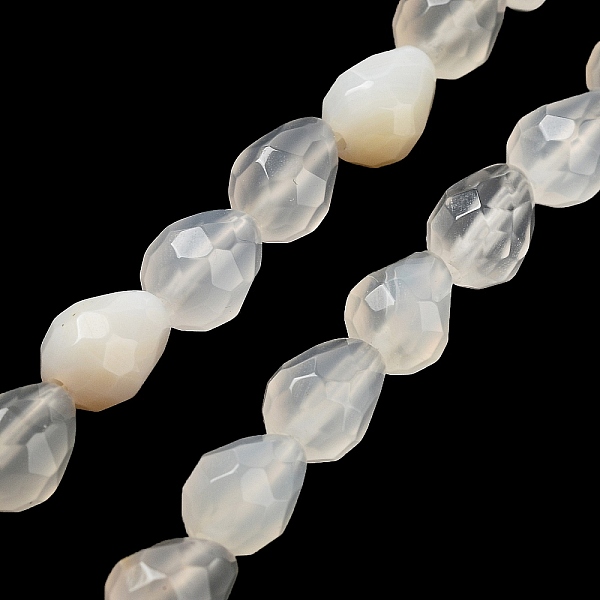 

PandaHall Natural White Agate Beads Strands, Faceted Teardrop, 10x7mm, Hole: 1.2mm, about 20pcs/strand, 7.87''(20cm) Natural Agate Teardrop
