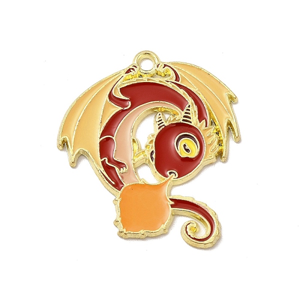 

PandaHall Alloy Enamel Pendants, Light Gold, Charizard Charm, Red, 30x26x1mm, Hole: 2mm Alloy+Enamel Dragon Red