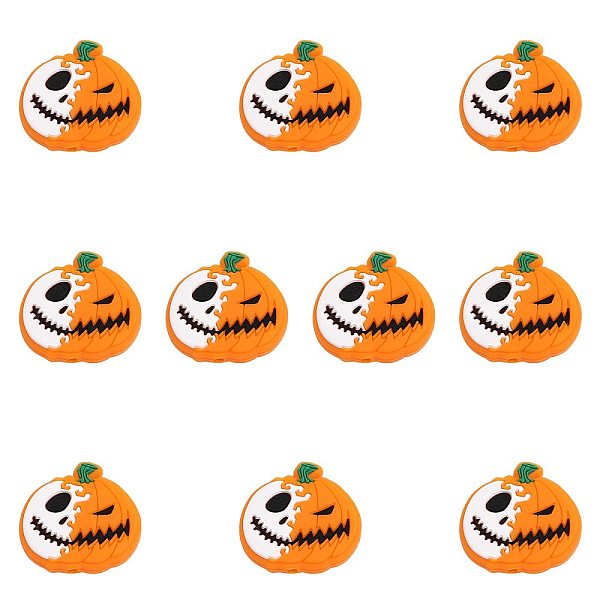 

PandaHall CHGCRAFT 10Pcs Pumpkin Silicone Beads Jack O Lantern Shape Halloween Silicone Beads for DIY Necklaces Bracelet Keychain Making..., Orange