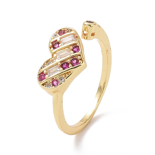 

PandaHall Violet Cubic Zirconia Heart Open Ring, Brass Jewelry for Women, Cadmium Free & Lead Free, Real 18K Gold Plated, US Size 5 1/2..., Purple