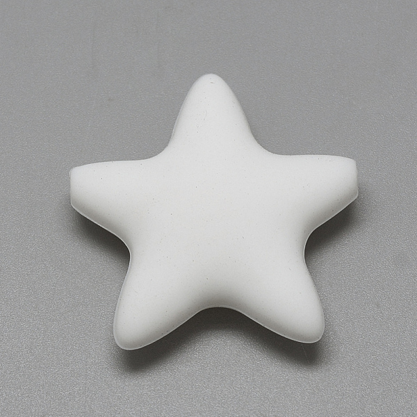 

PandaHall Food Grade Eco-Friendly Silicone Focal Beads, Chewing Beads For Teethers, DIY Nursing Necklaces Making, Star, White, 37x36x10mm...