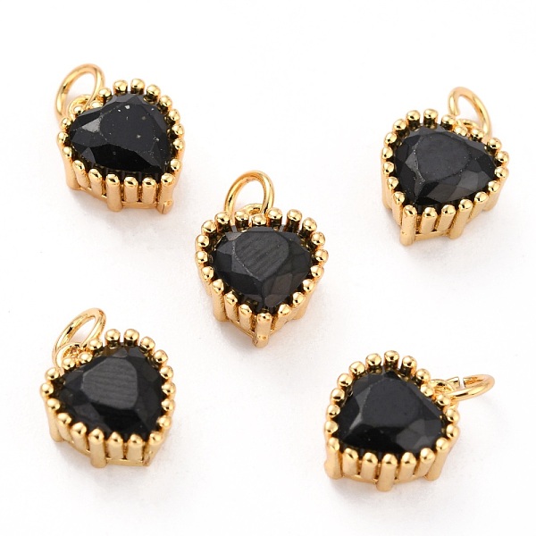 

PandaHall Real 18K Gold Plated Brass Inlaid Cubic Zirconia Charms, with Jump Ring, Long-Lasting Plated, Heart, Black, 8.5x7x4mm, Jump Ring...