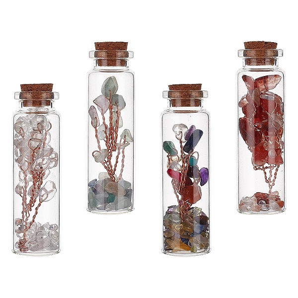 

PandaHall Glass Wishing Bottle, For Pendant Decoration, with Gemstone Chip Beads Inside and Cork Stopper, 73x19.5mm, 4pcs/set Mixed Stone...