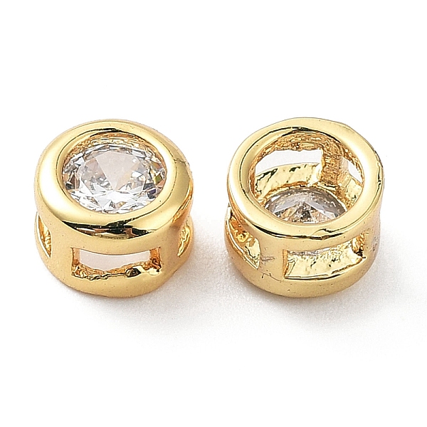 

PandaHall Rack Plating Brass Micro Pave Clear Cubic Zirconia Slide Charms, Long-Lasting Plated, Flat Round, Golden, 6x4mm, Hole: 3x1.5mm...